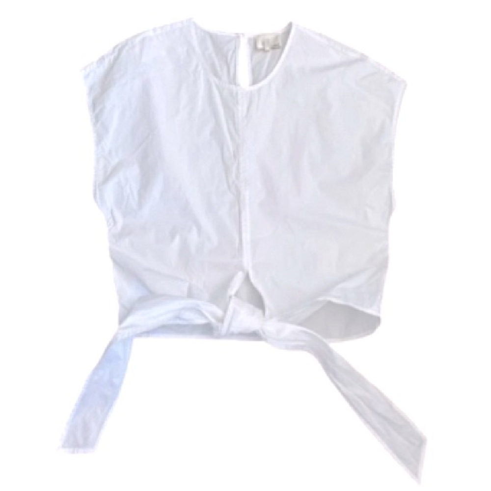 NWOT Le Fou Wilfred 💯 Cotton White Sleeveless Waist Tie Top Size M